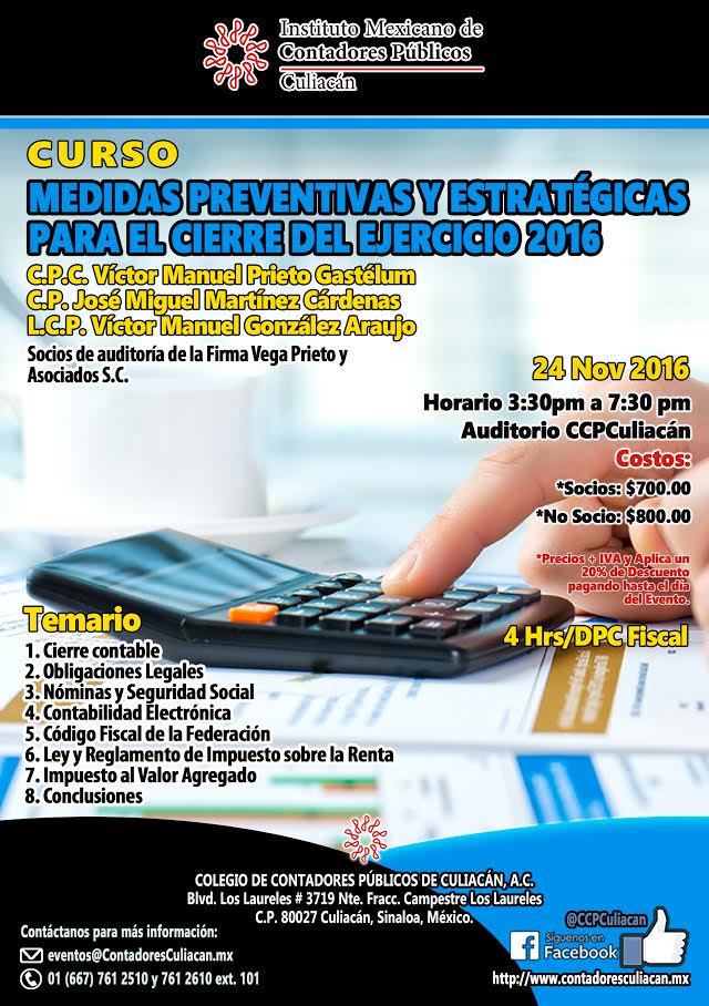 MEDIDAS PREVENTIVAS DEL CIERRE 2016